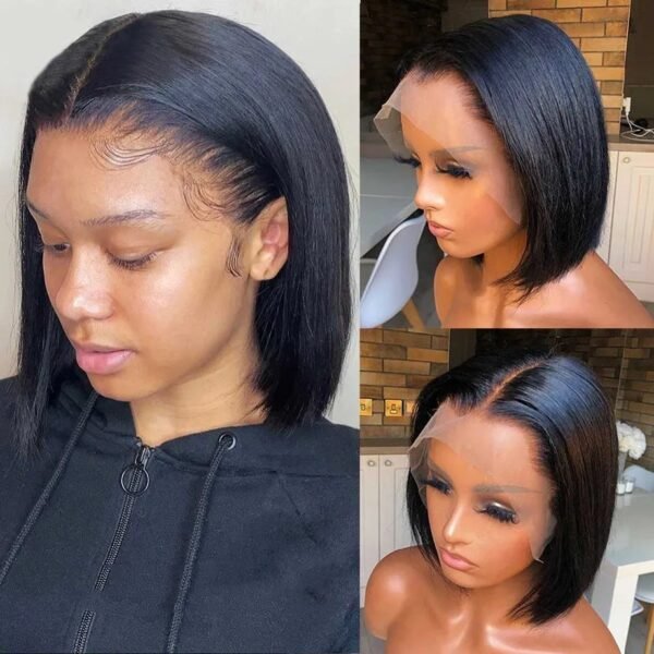 Heat-Styled Brazilian Straight Bob Wig in High Ponytail with Adjustable Cap