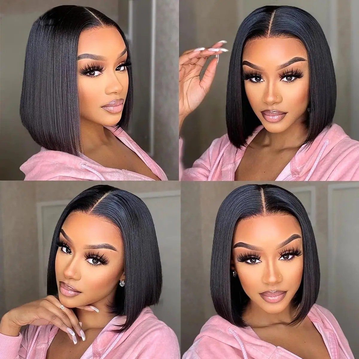 10A Straight Bob 13x4 Lace Front Wig with Natural Brazilian Human Hair