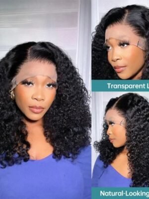 12A Jerry Curly Brazilian 13x4 Wig with Natural 150% Density and Transparent Lace Front