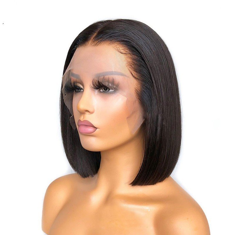 10A Straight Bob 13x4 Lace Front Wig with 200% Density Brazilian Human Hair