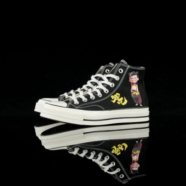 Close-Up of NEZHA Demon Pill Graffiti on Converse 1970s Canvas Shoe