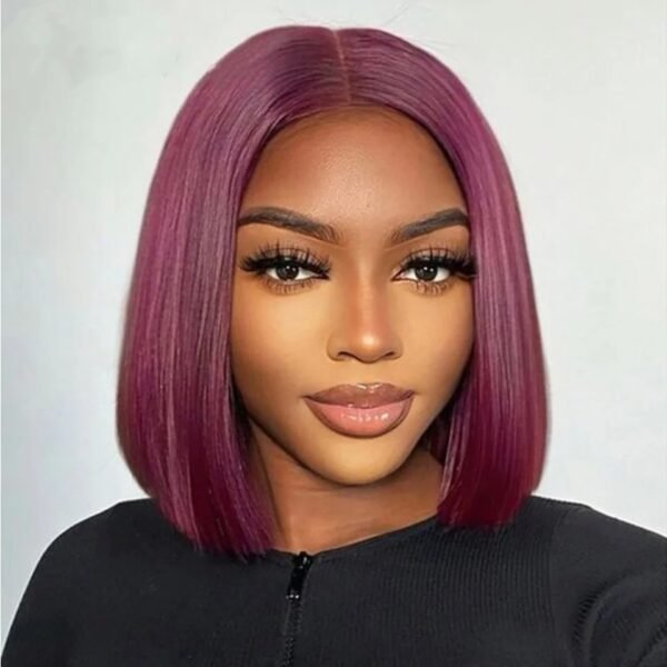 99j Natural Black-Brown Straight Bob Wig | Heat-Stylable 10-inch Human Hair with Lace Closure