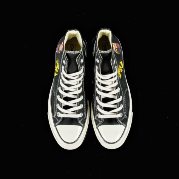 Close-Up of NEZHA Demon Pill Graffiti on Converse 1970s Canvas Shoe