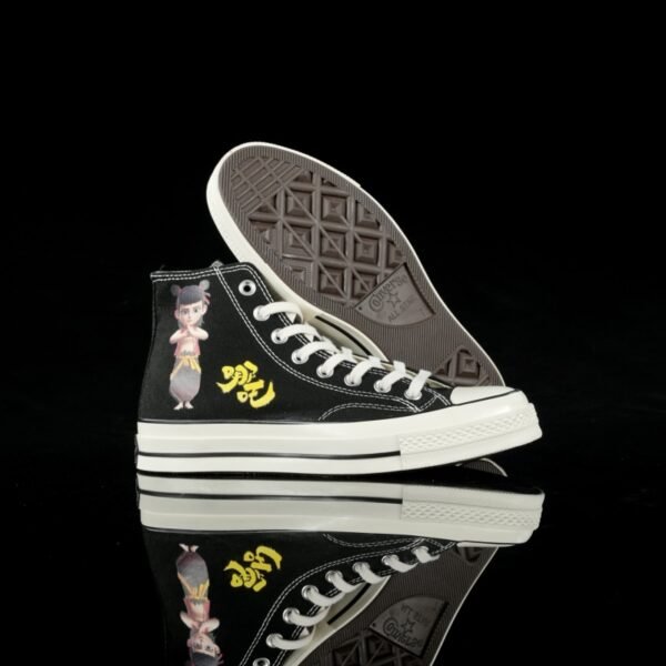 Close-Up of NEZHA Demon Pill Graffiti on Converse 1970s Canvas Shoe