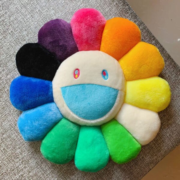 Takashi Murakami Flower Cushion in White Face - 40cm & 60cm Hypoallergenic Sunflower Pillow | Minimalist Home & Office Accent