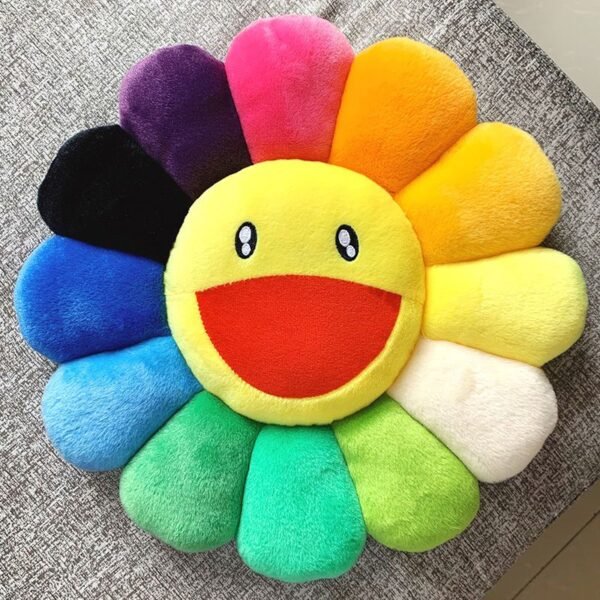 Takashi Murakami Flower Cushion in yellow Face - 40cm/60cm Double-Sided Sunflower Plush Pillow | Art-Inspired Home Decor
