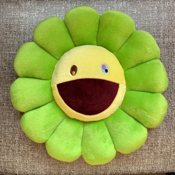 Takashi Murakami Flower Cushion in Green - 40cm & 60cm Botanical Sofa Pillow | Eco-Friendly Modern Interior Design