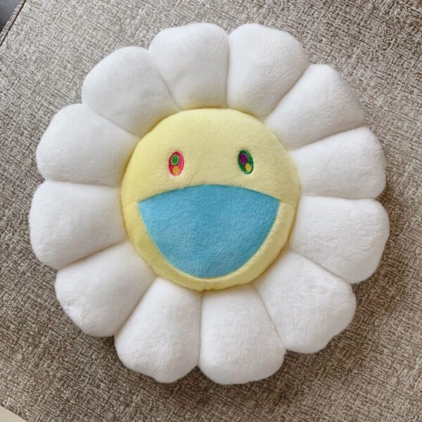 Takashi Murakami Flower Cushion in New White - 40cm & 60cm Ultra-Bright Plush Cushion | Clean Modern & Scandinavian Style