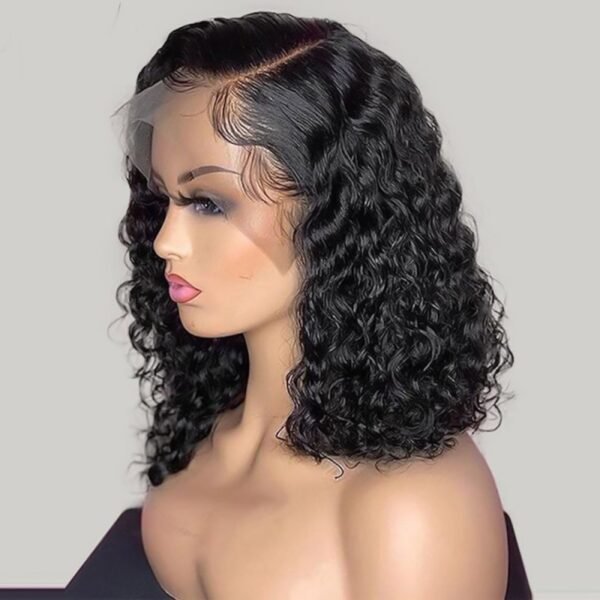 Indian Water Wave Human Hair Wig 13x4 Lace Frontal Bob with Natural Texture