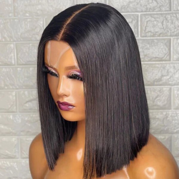 Human Hair Closure Wig - 2x6 Hand-Tied Kim Bob Straight Wig Front View