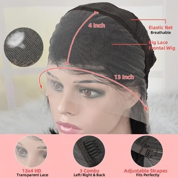 13x4 Hand-Tied Lace Frontal Wig – Breathable & Undetectable Hairline
