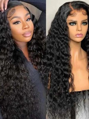 Body Wave Human Hair Wigs 200% Density 13×4 Lace Front Jerry Curly Long Wig with Natural Hairline