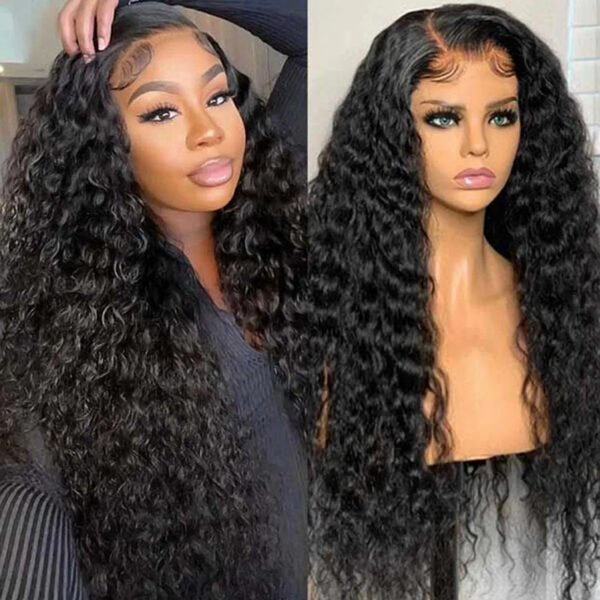 Body Wave Human Hair Wigs 200% Density 13×4 Lace Front Jerry Curly Long Wig with Natural Hairline