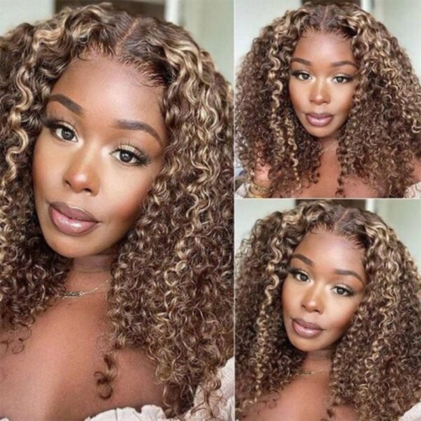 Stylish Curly Bob Human Hair Wig on Model – Natural Volume & Glossy Finish