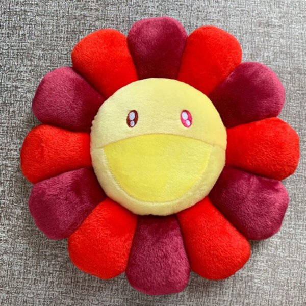 Takashi Murakami Flower Cushion in Red - 40cm & 60cm Vibrant Floral Sofa Cushion | Bold Pop Art Statement Piece