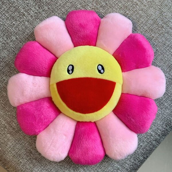 Takashi Murakami Flower Cushion in Rose-Pink - 40cm & 60cm Blush-Toned Plush Cushion | Feminine Bedroom & Vintage Decor